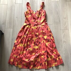 Emily and Fin Sweetheart Neckline Flare Dress in Orange Size S